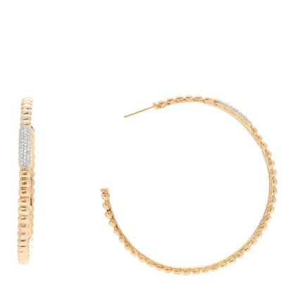 John Hardy 18K Yellow White Gold Diamond Bedeg Hoop Earrings 1 of 5