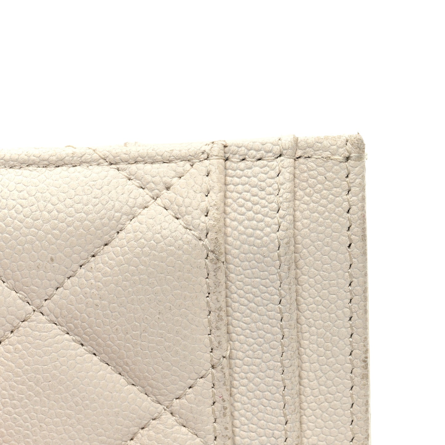 Caviar Quilted Vintage Mademoiselle Card Holder White