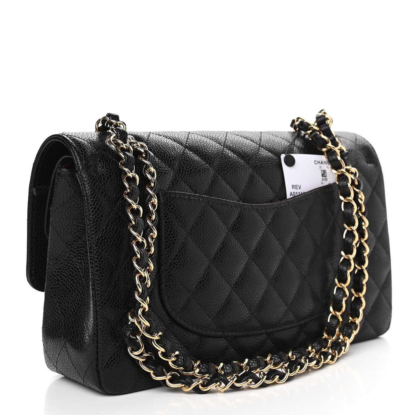 Caviar Quilted Medium Double Flap Black
