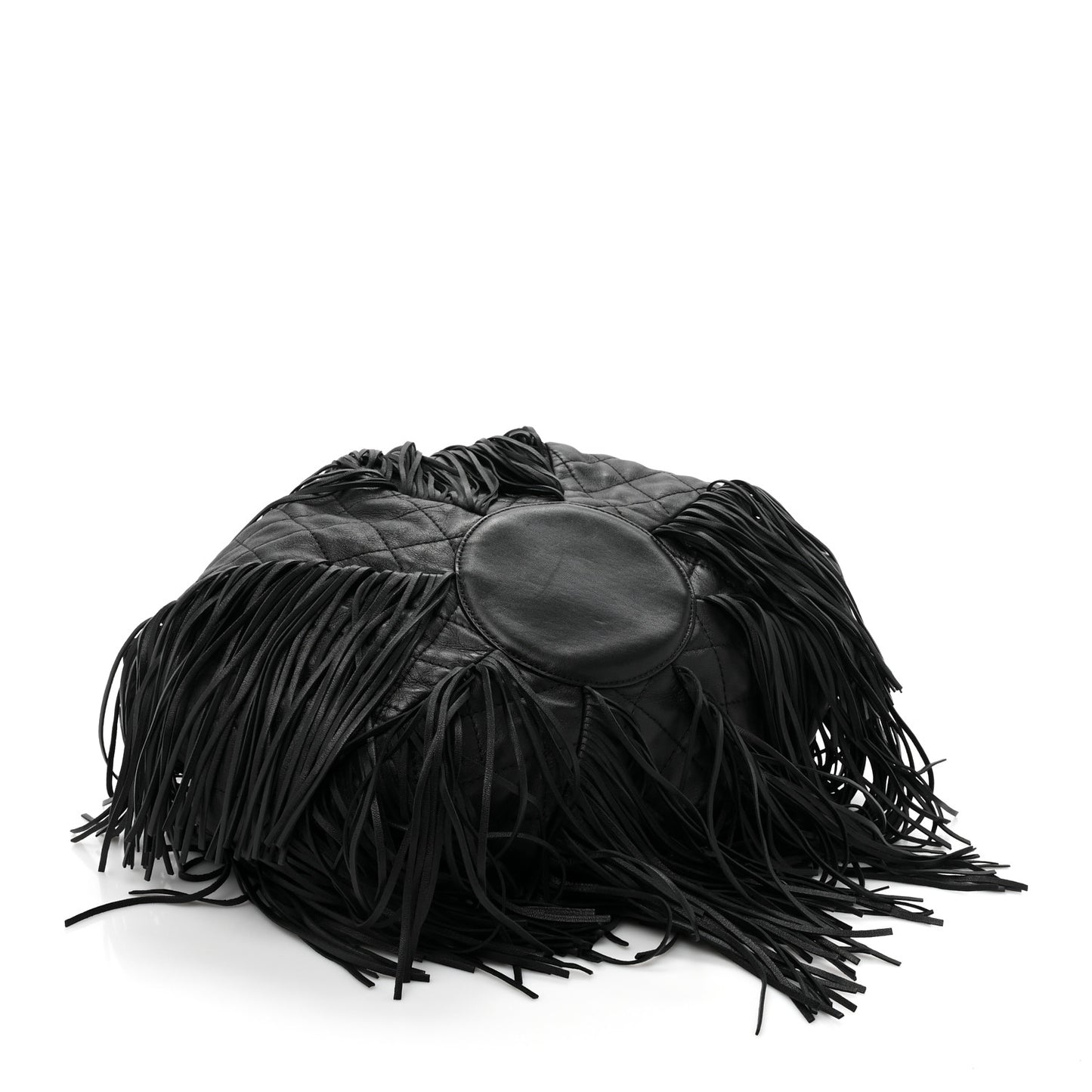 Lambskin Quilted Western Baluchon Fringe Bag Black