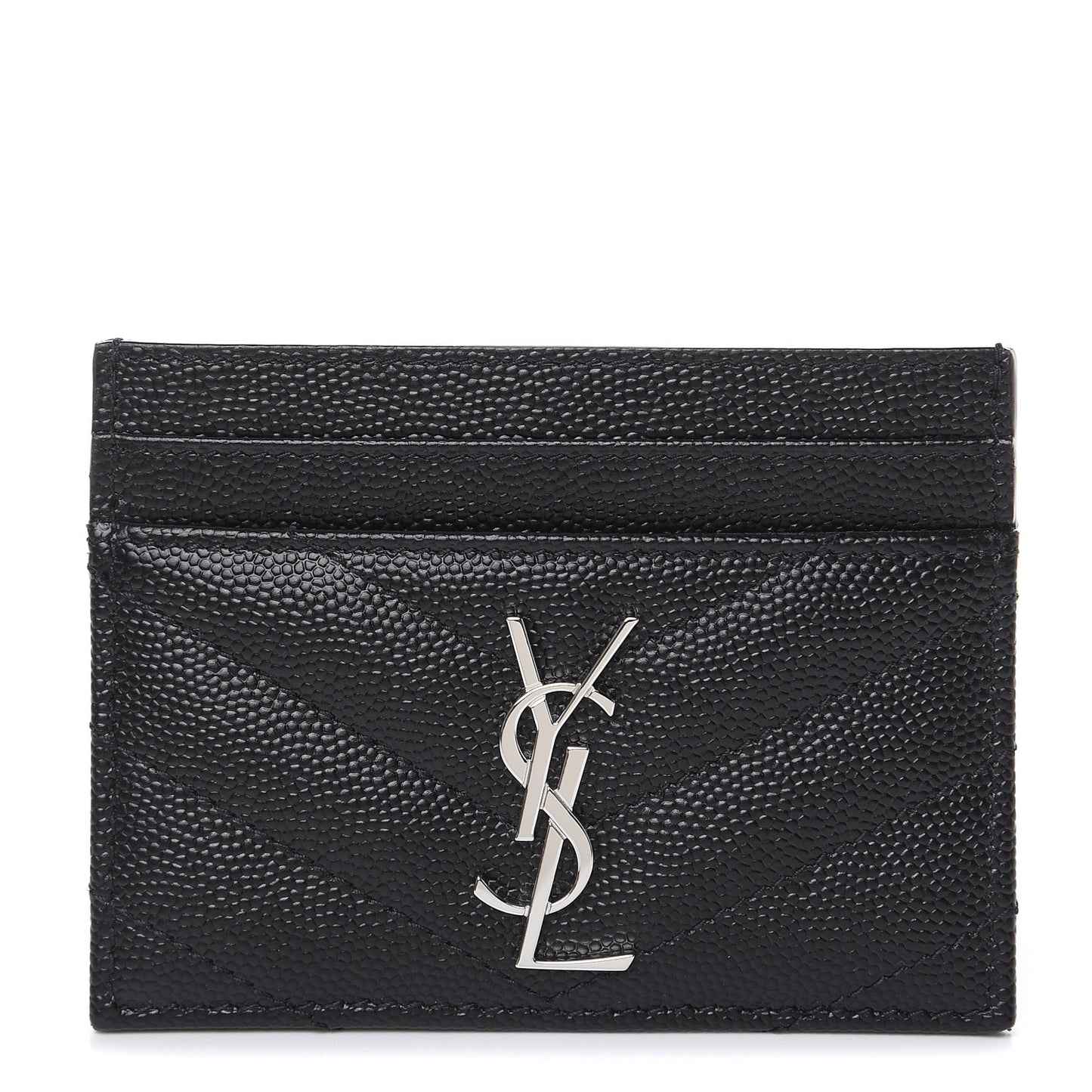 Grain De Poudre Matelasse Chevron Monogram Credit Card Case Black