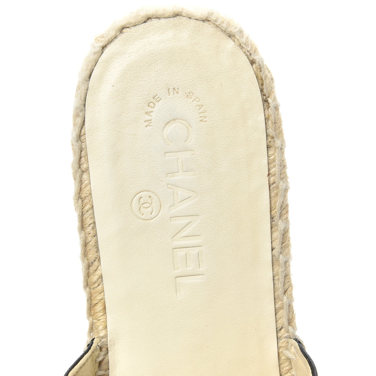 Iridescent Goatskin Patent CC Espadrille Mules 41 Black