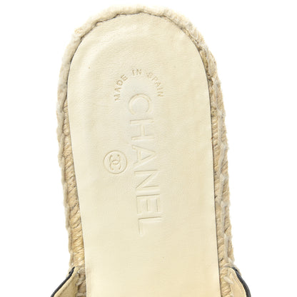 Chanel Iridescent Goatskin Patent CC Espadrille Mules 41 Black 5 of 8