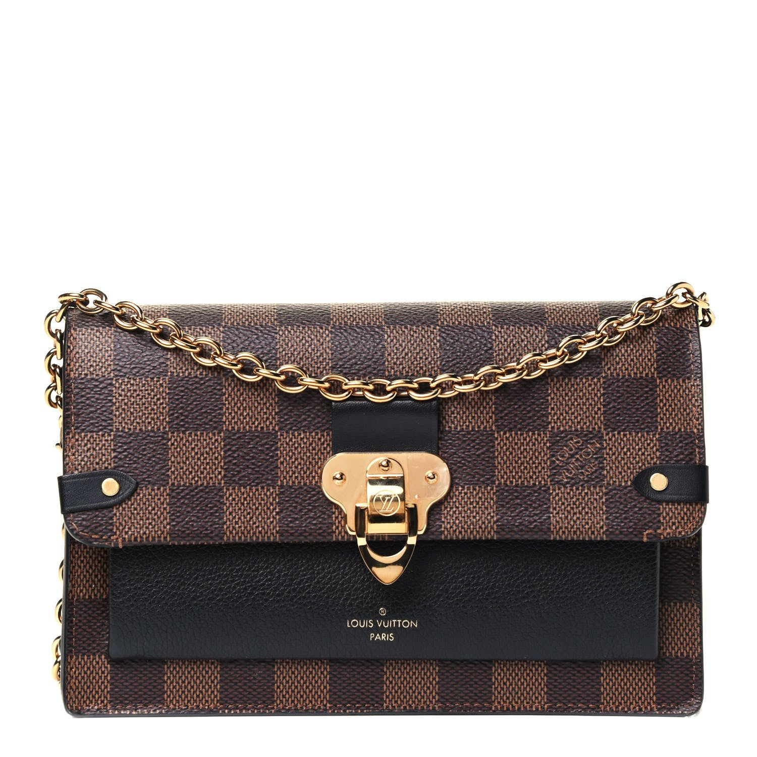 Louis Vuitton Damier Ebene Vavin Chain Wallet Black 1 of 4