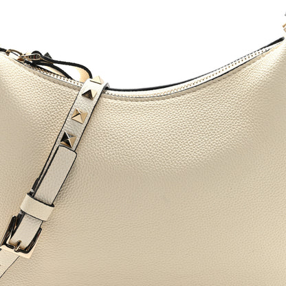 Valentino Garavani Pebbled Calfskin Small Rockstud Hobo Bag Ivory 7 of 9