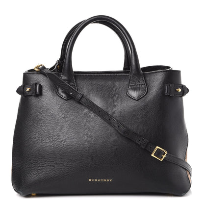 Burberry Calfskin House Check Medium Banner Tote Black 1 of 14