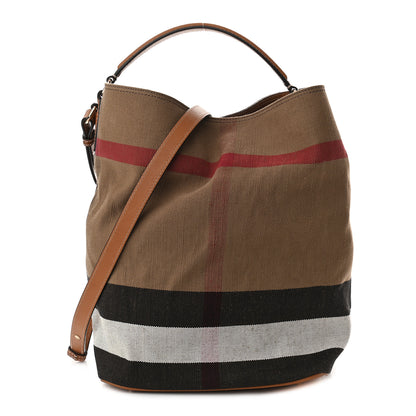 Burberry Canvas Mega Check Medium Ashby Hobo Saddle Brown 1 of 10