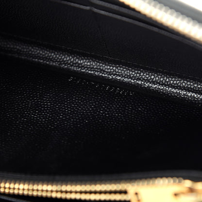 Saint Laurent Grain De Poudre Matelasse Chevron Monogram Zip Around Wallet Black 8 of 10