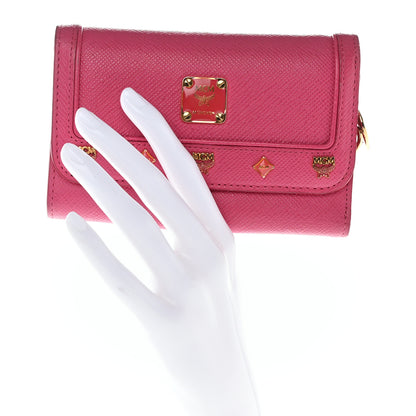 MCM Visetos Studded Compact Wallet Pink 2 of 9