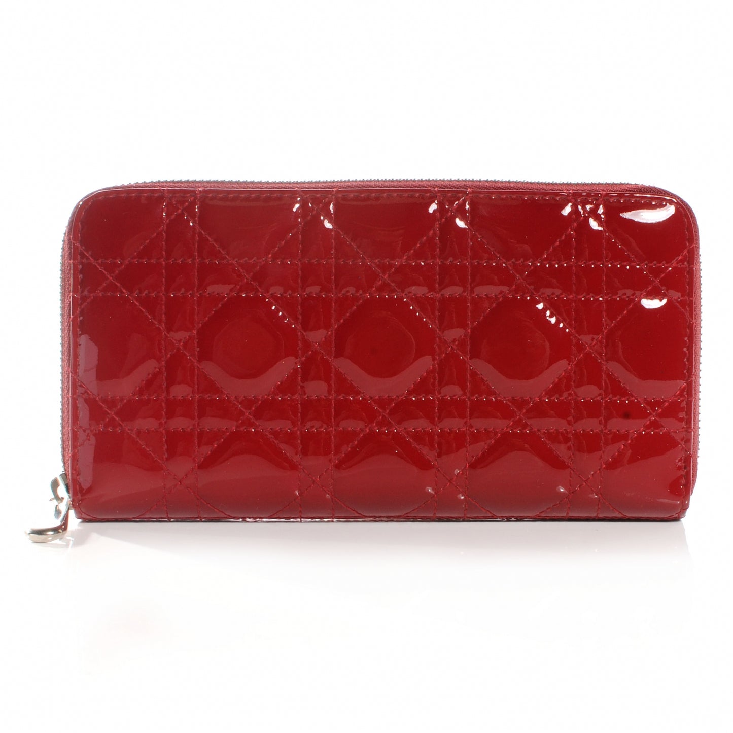 Patent Cannage Lady Dior Continental Wallet Red