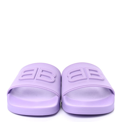 Balenciaga Rubber BB Womens Pool Slide Sandals 40 Lilac 2 of 8