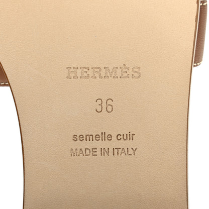 Hermes Box Calfskin Oran Sandals 36 Gold 7 of 8