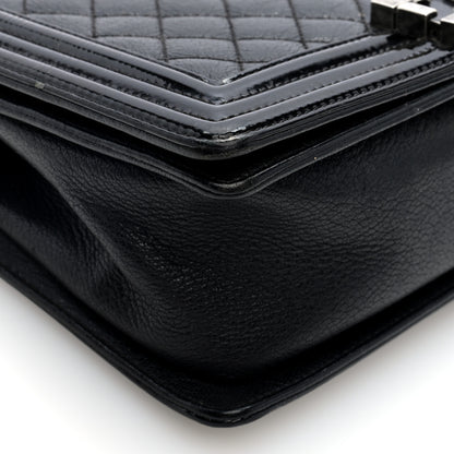 Chanel Goatskin Quilted Patent Medium Duo Boy Flap Black 9 of 10