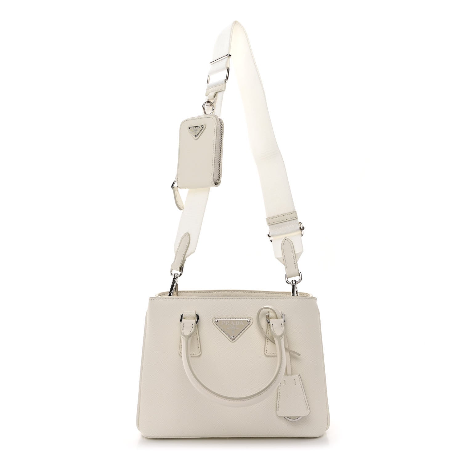 Prada Saffiano Lux Micro Galleria Shoulder Bag White 1 of 10