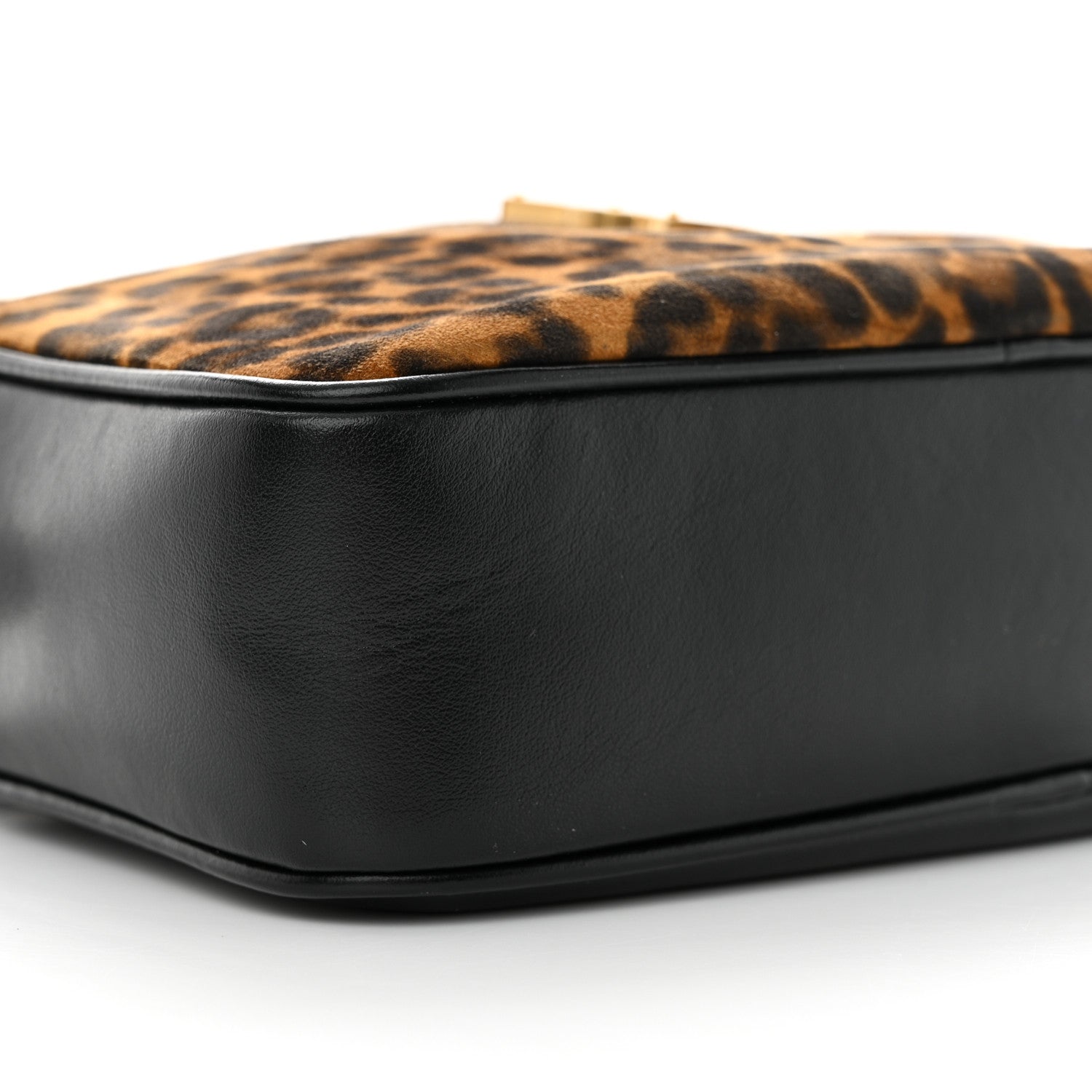 Saint Laurent Calfskin Leopard Print Monogram Lou Camera Bag Black 9 of 10