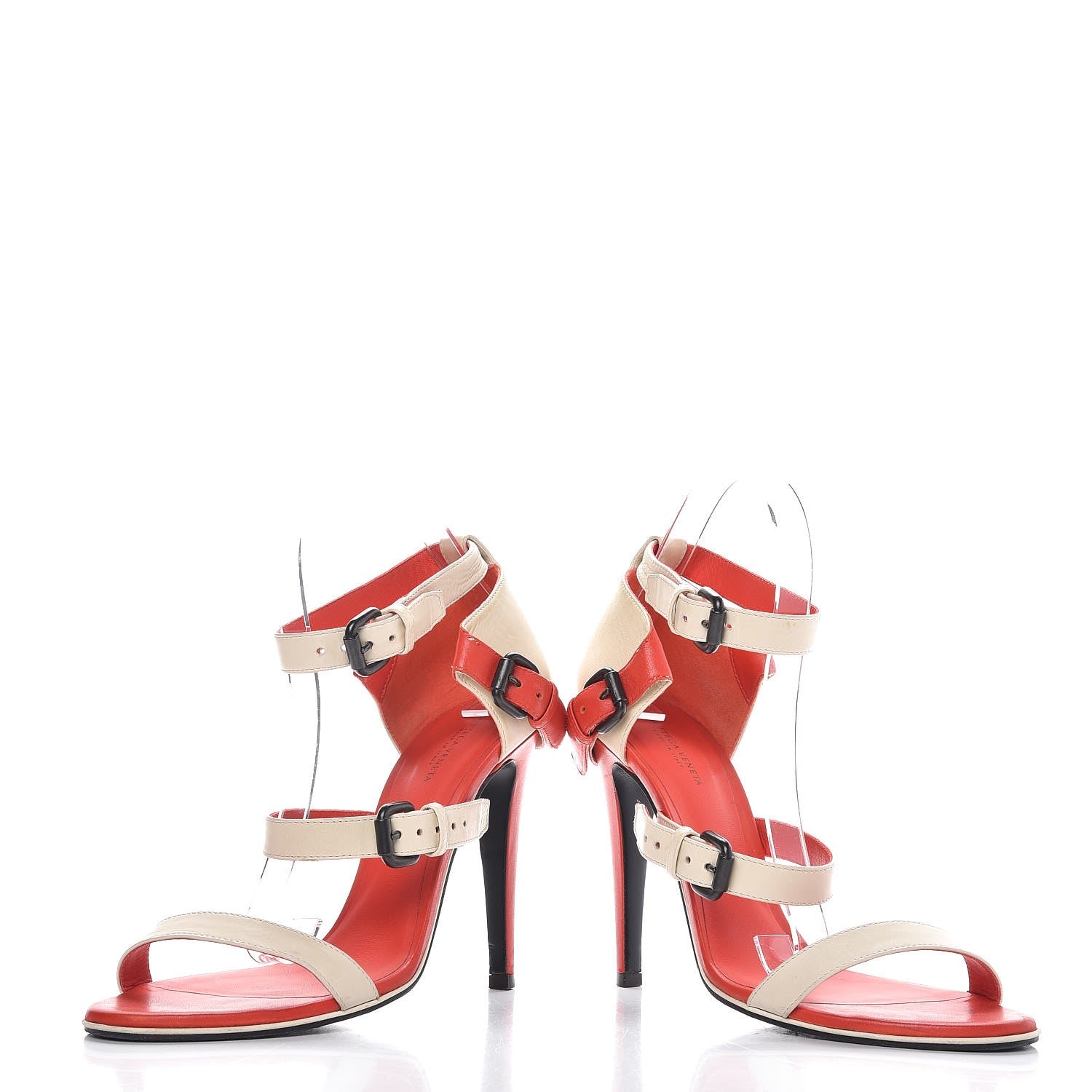 Bottega Veneta Calfskin Double Buckle Sandals 38.5 Stucco Fire 6 of 15
