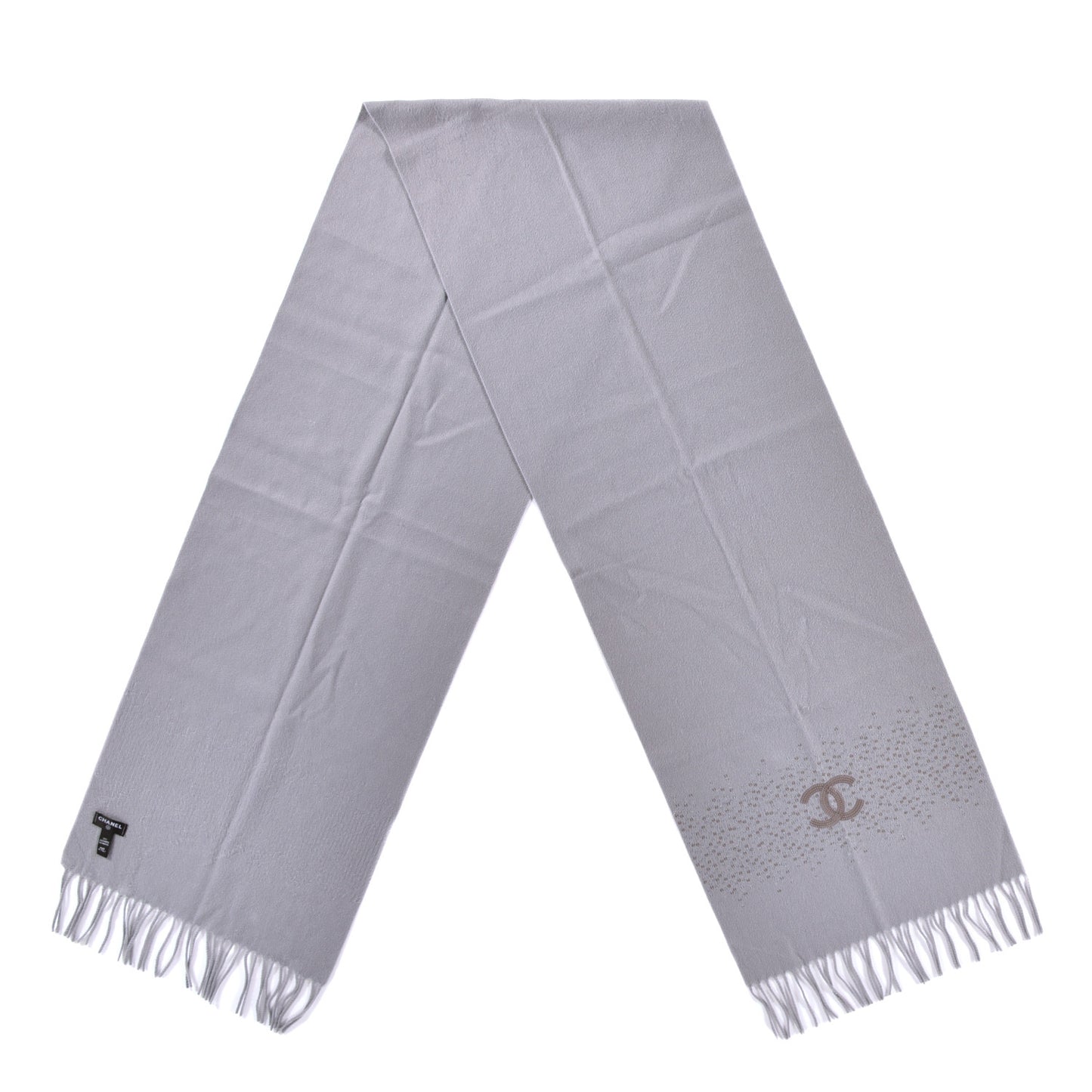 Cashmere Sequin CC Fringe Scarf Grey