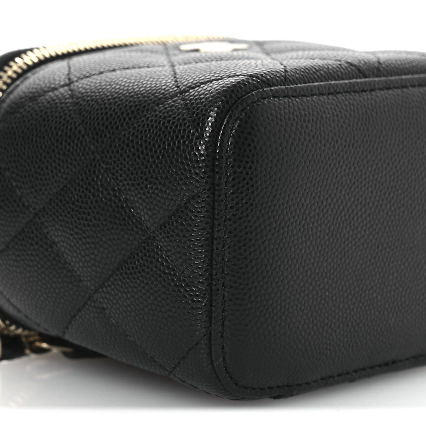 Caviar Quilted Mini Vanity Case With Chain Black