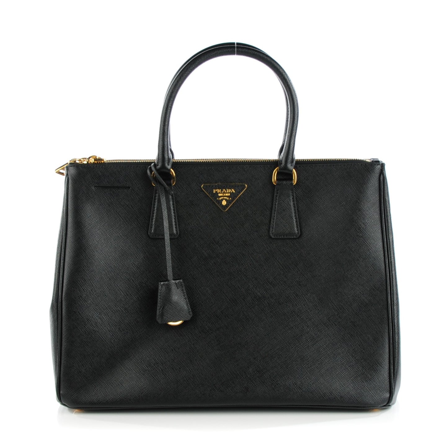 Saffiano Large Galleria Double Zip Tote Black