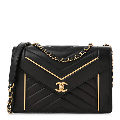 Chanel Lambskin Reversed Chevron Quilted Flap Black 1 of 11