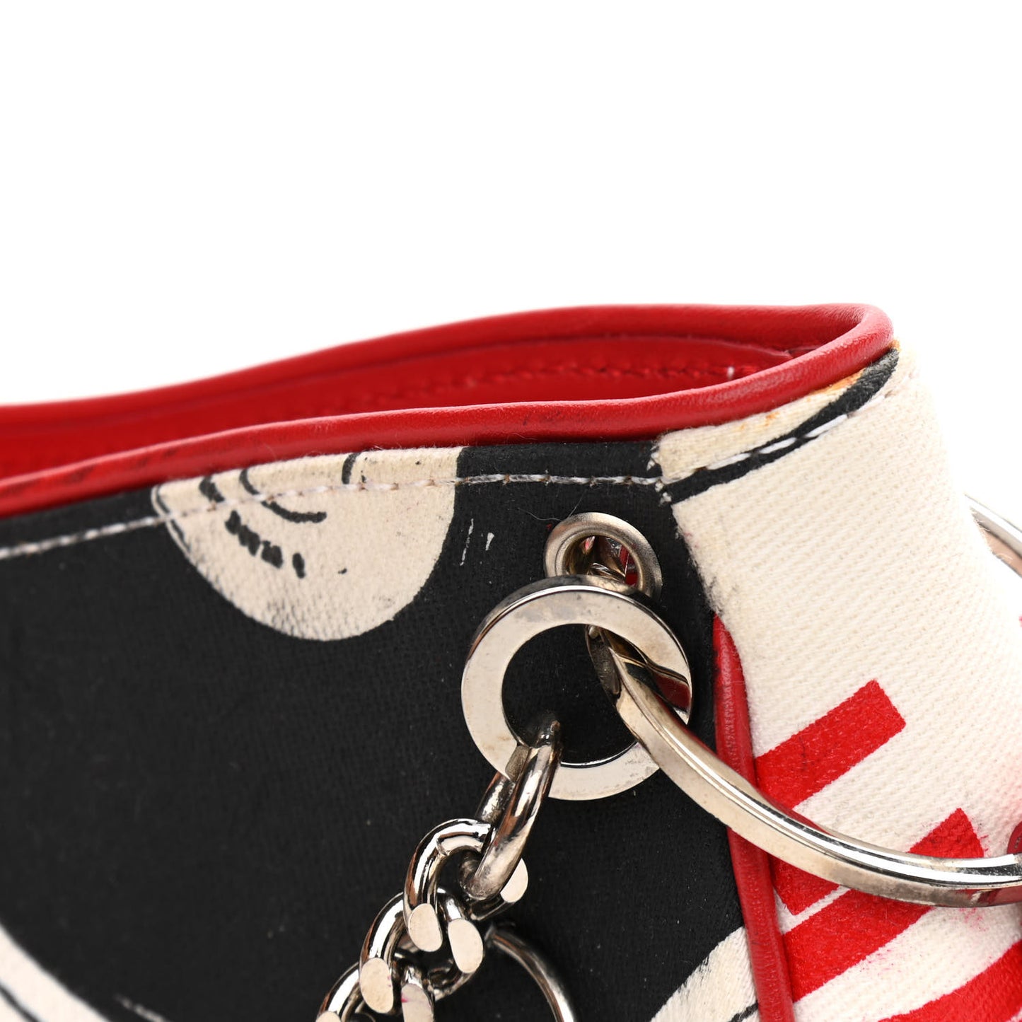 Canvas Hardcore Pierced Shoulder Bag Black Red White