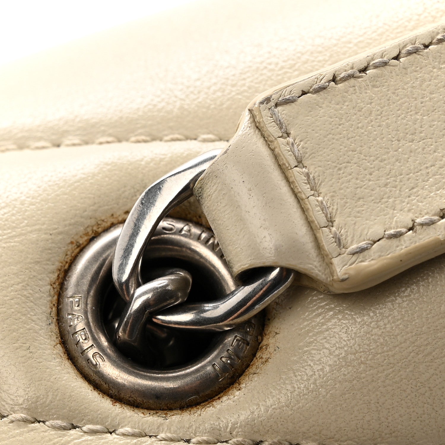 Saint Laurent Calfskin Y Quilted Monogram Small Loulou Chain Satchel Ivory 14 of 14