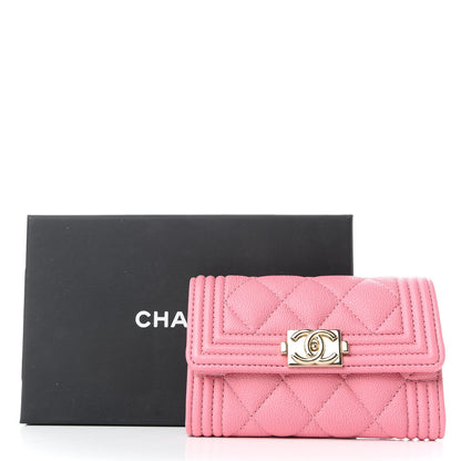 Chanel Caviar Quilted Boy Flap Card Holder Wallet Light Pink 9 of 9
