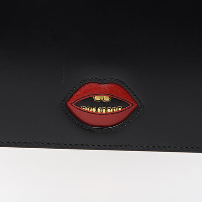 Gucci Knight Calfskin Malaga Kid Heart Medium GG Marmont Chain Handle Bag Black Hibiscus Red Multicolor 11 of 12