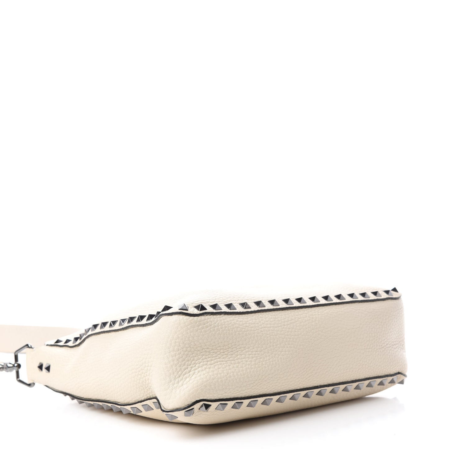 Pebbled Calfskin Small Rockstud Flip-Lock Messenger Bag Light Ivory