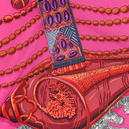 Hermes Silk Chemins De Corail Scarf 90 Fuchsia Gris Bordeaux 2 of 5