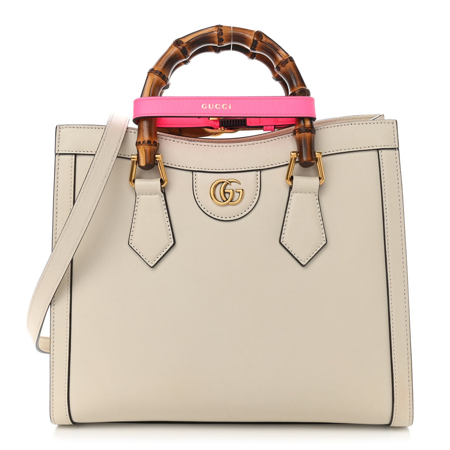 Wonka Grain Calfskin Small Diana Tote Bag Mystic White Cuir