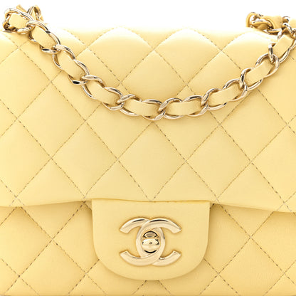 Chanel Lambskin Quilted Mini Square Flap Light Yellow 8 of 11