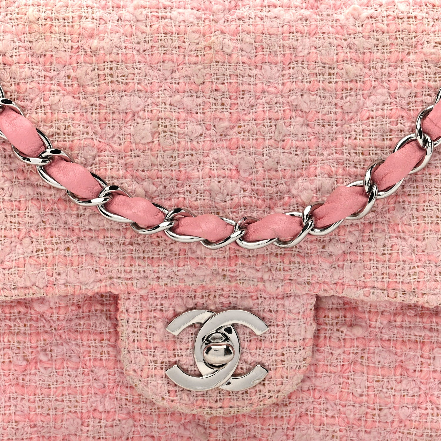Chanel Tweed Medium Double Flap Pink 8 of 12