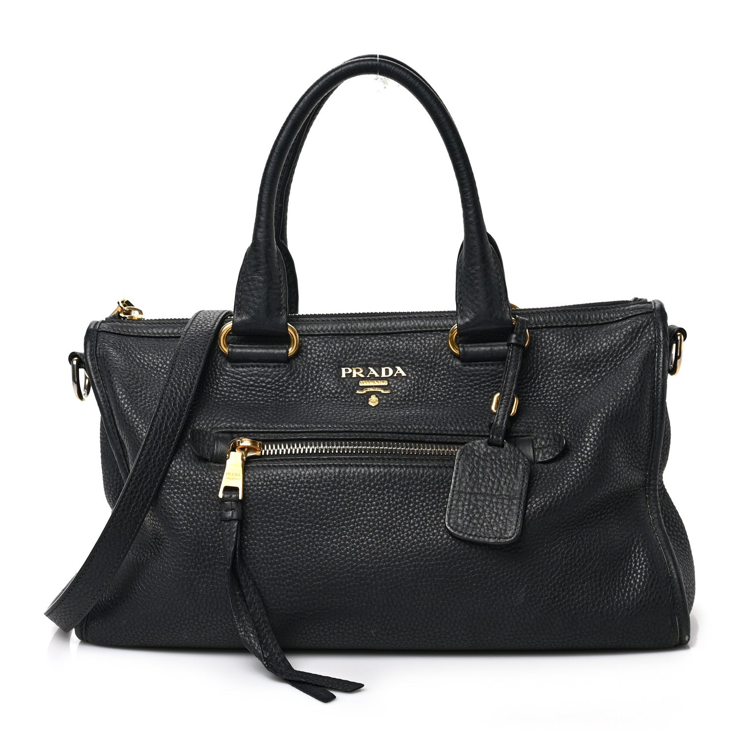 Prada Vitello Daino Shopping Satchel Black 1 of 9