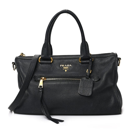 Prada Vitello Daino Shopping Satchel Black 1 of 9