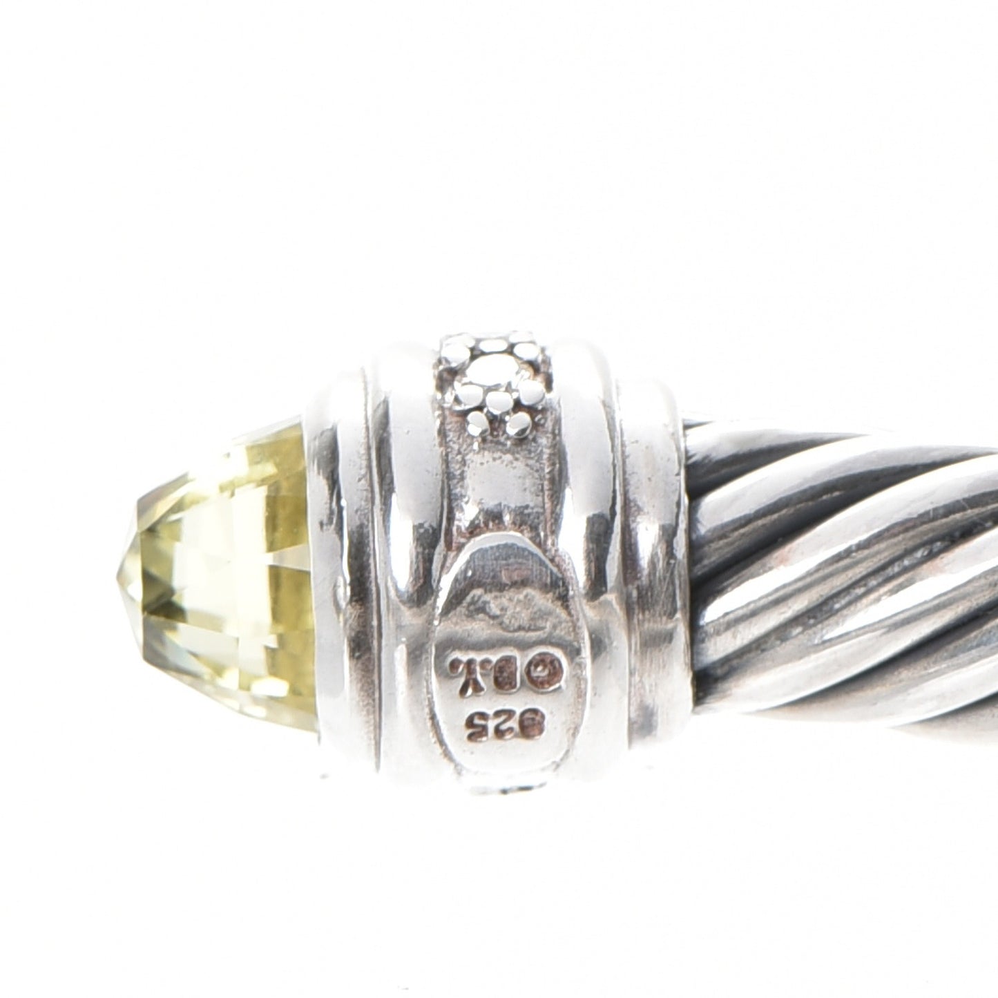 Sterling Silver Diamond Lemon Citrine 7mm Cable Classics Bracelet