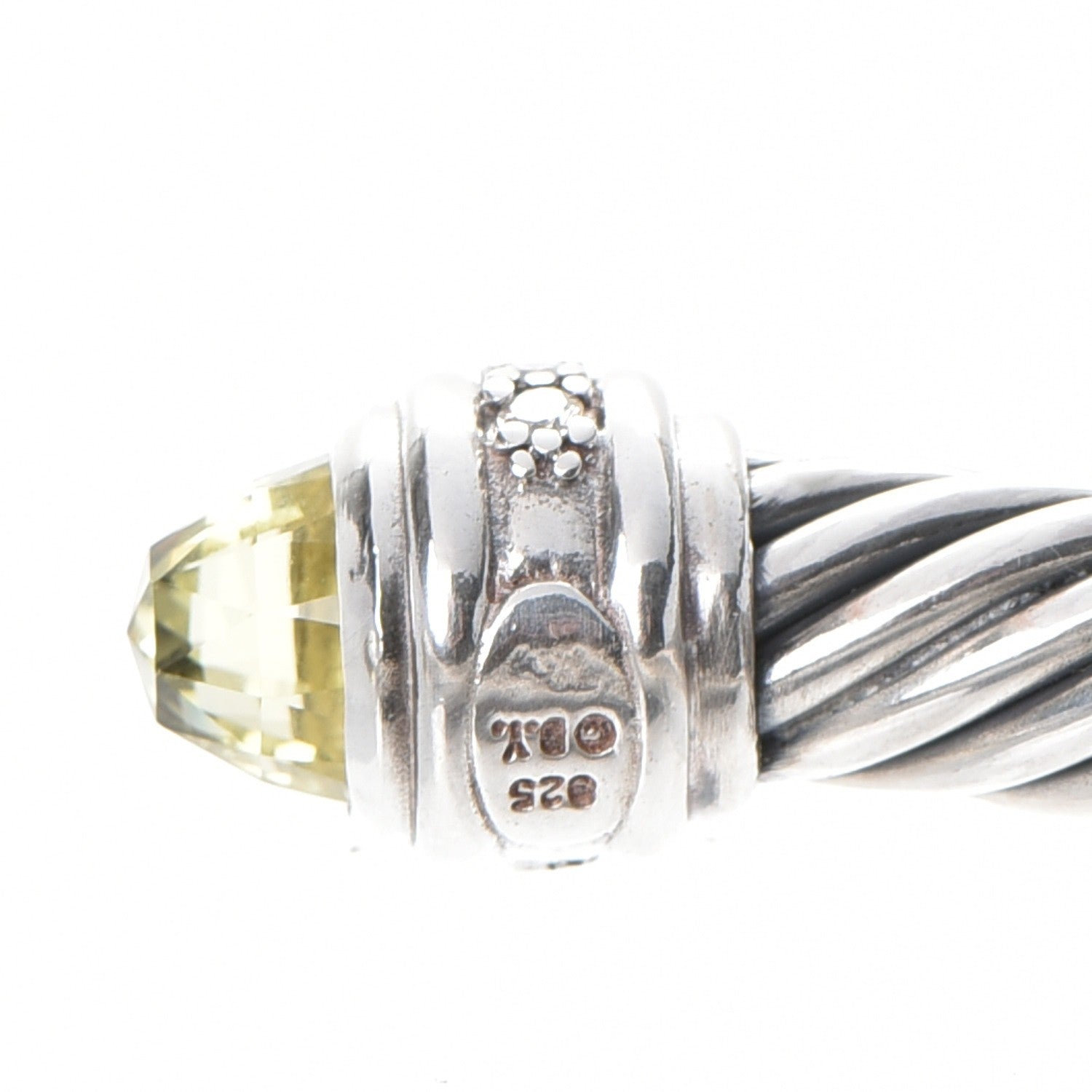 David Yurman Sterling Silver Diamond Lemon Citrine 7mm Cable Classics Bracelet 5 of 5
