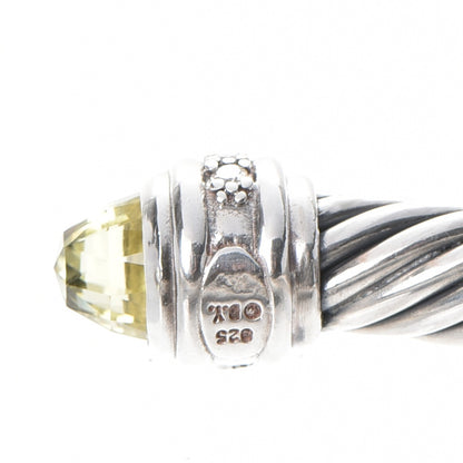 David Yurman Sterling Silver Diamond Lemon Citrine 7mm Cable Classics Bracelet 5 of 5