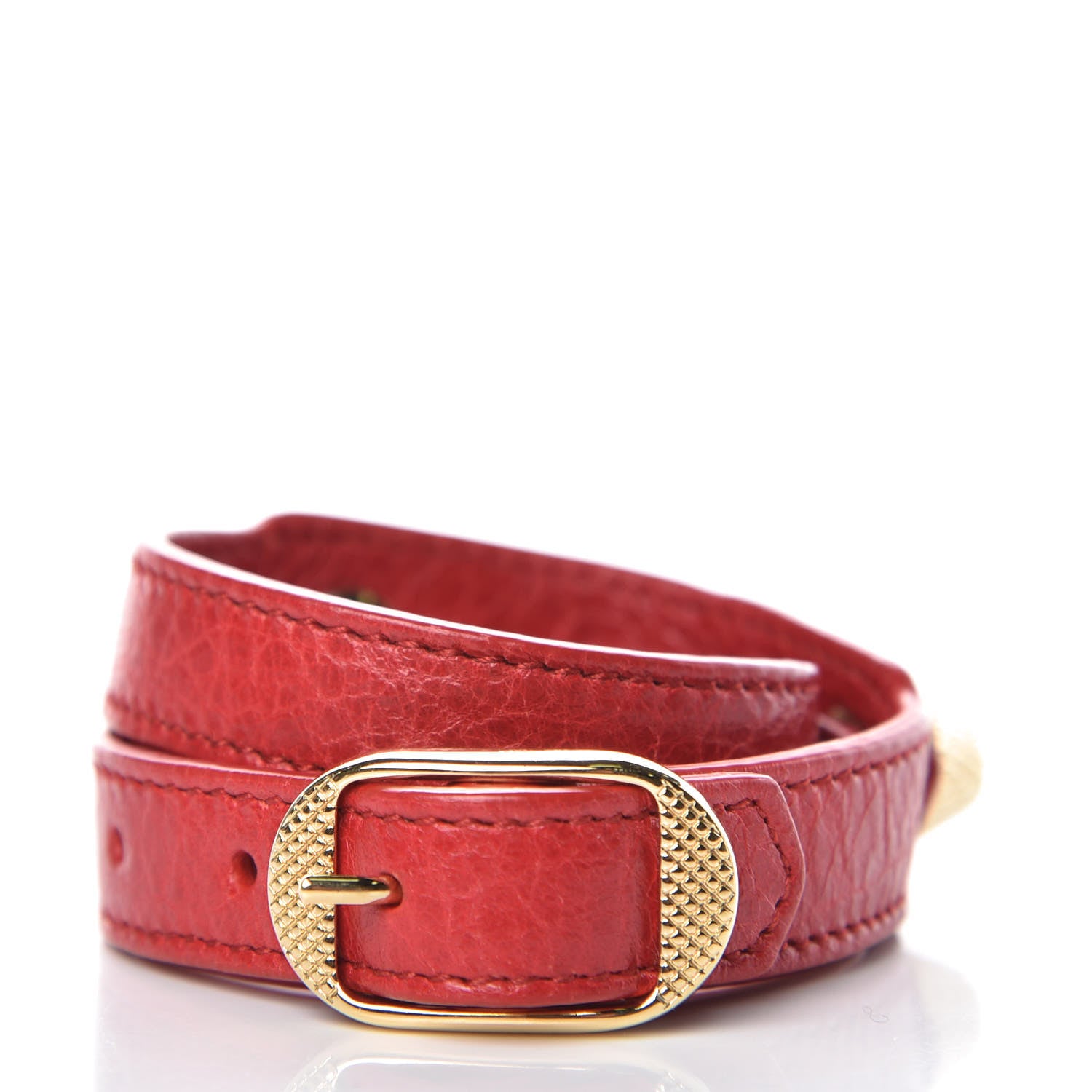 Balenciaga Agneau Giant 12 Silver Hardware Triple Tour Bracelet S Rouge Cardinal 3 of 6