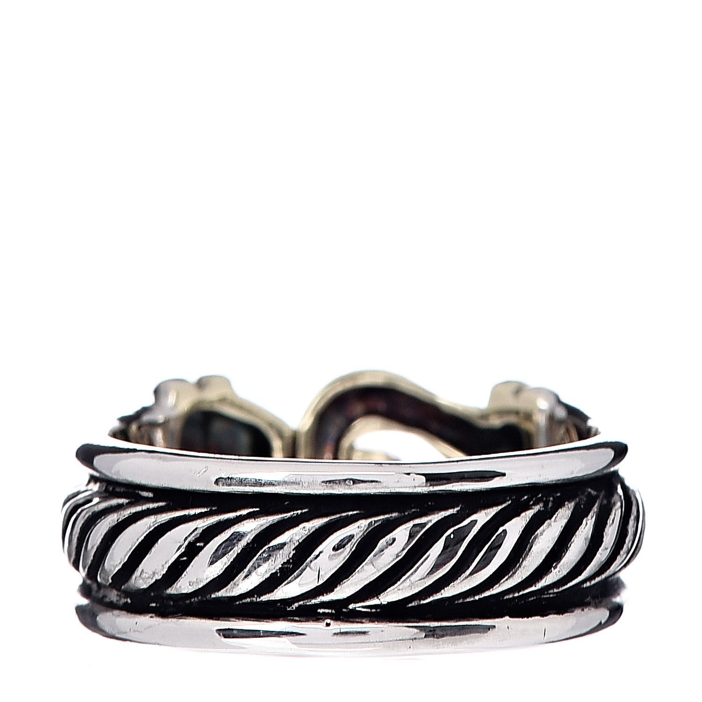 Sterling Silver 14K Yellow Gold Cable Hook Band Ring 51 5.75