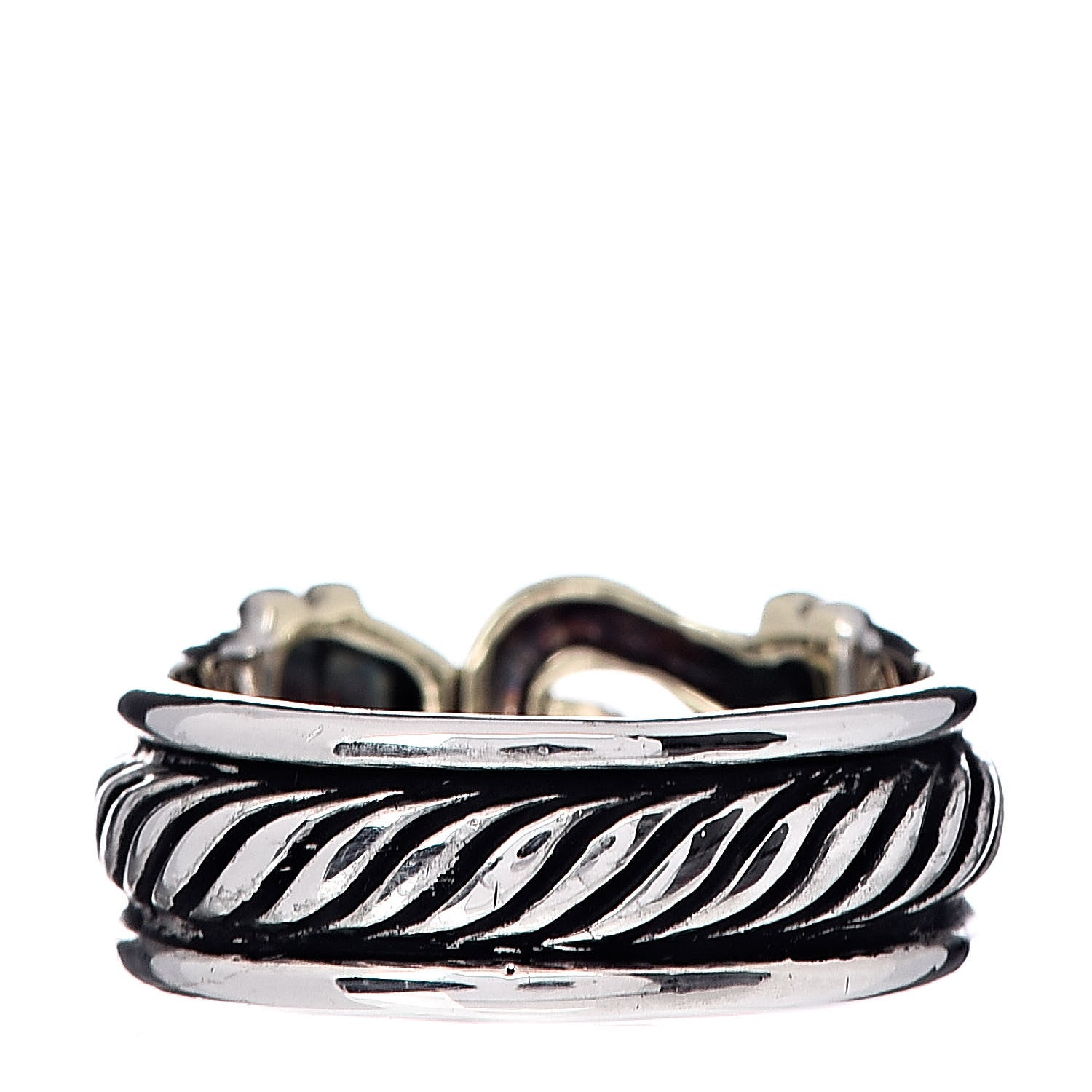 David Yurman Sterling Silver 14K Yellow Gold Cable Hook Band Ring 51 5.75 3 of 6