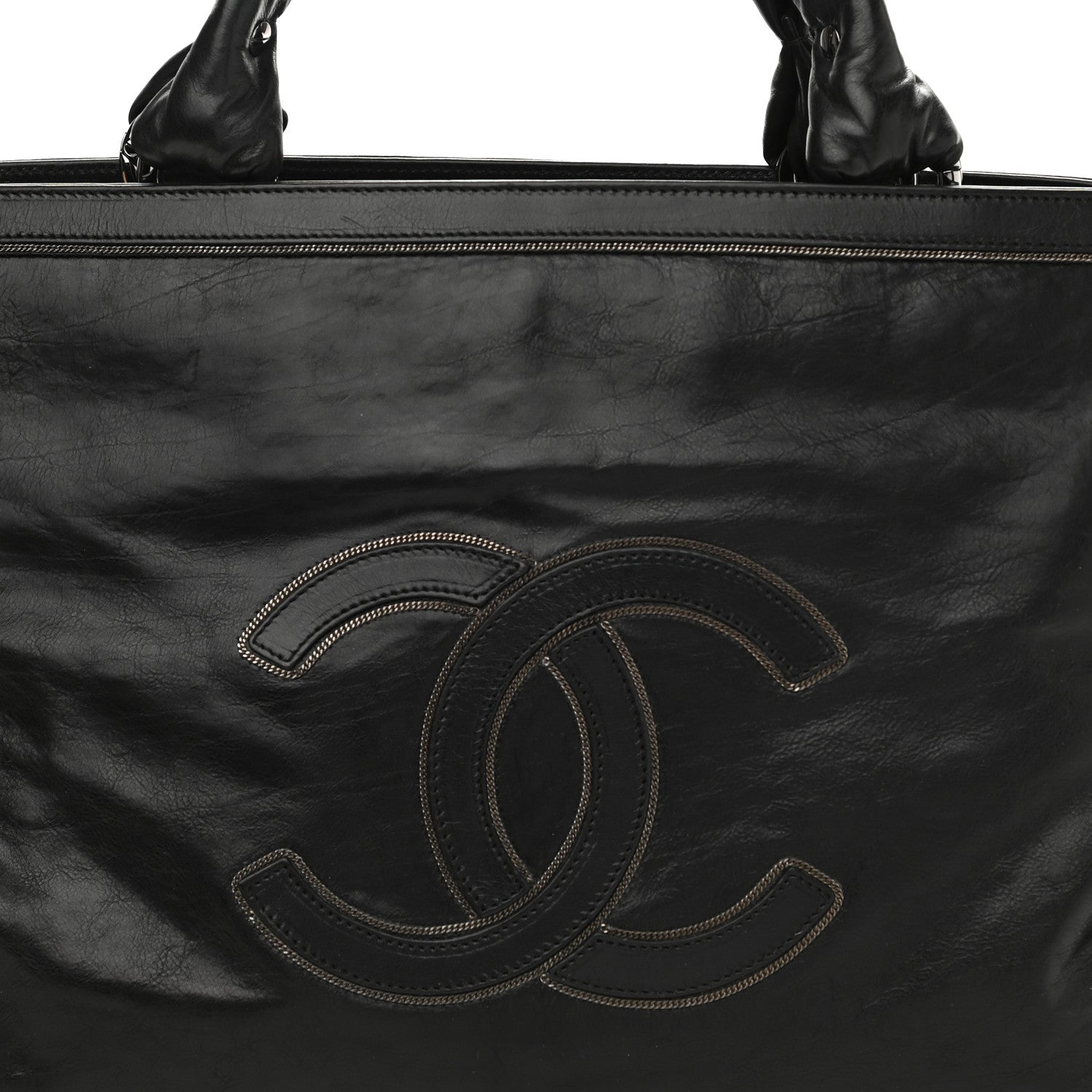 Chanel Lambskin East West Soho Shopper Black 8 of 10