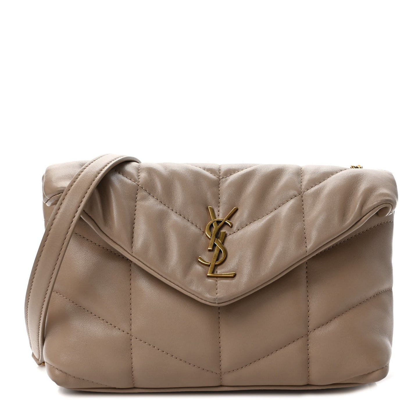 Lambskin Quilted Toy Loulou Puffer Monogram Chain Satchel Nude Powder
