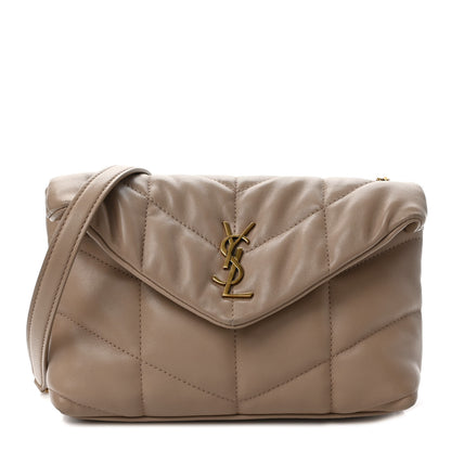 Saint Laurent Lambskin Quilted Toy Loulou Puffer Monogram Chain Satchel Nude Powder 1 of 10