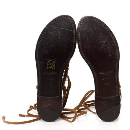 Saint Laurent Suede Wood Gia Sandals 37.5 Land 4 of 8