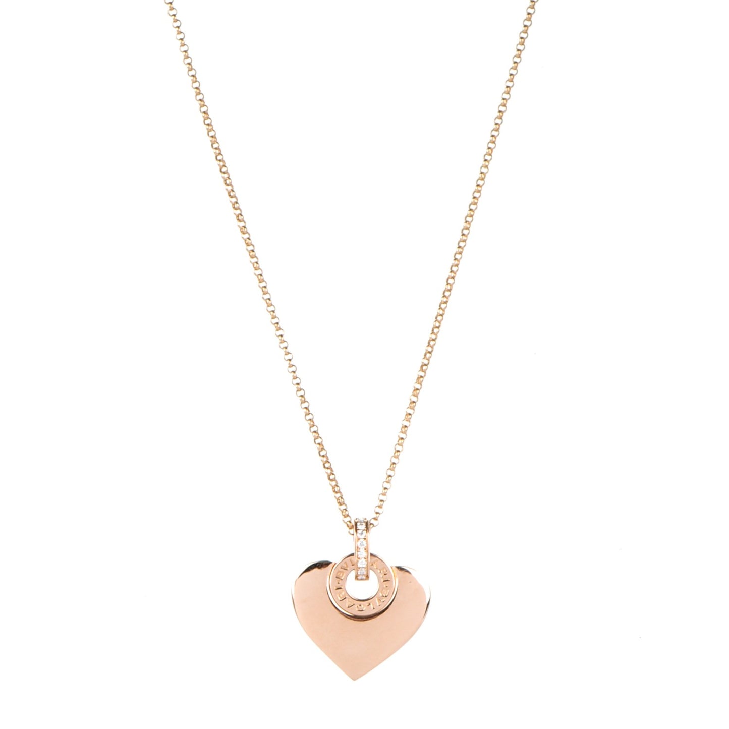 18K Rose Gold Diamond BVLGARI BVLGARI Cuore Pendant Necklace