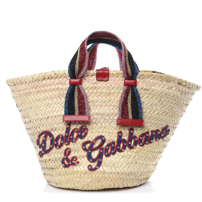 Dolce & Gabbana Woven Raffia Kendra Logo Tote Multicolor 1 of 8