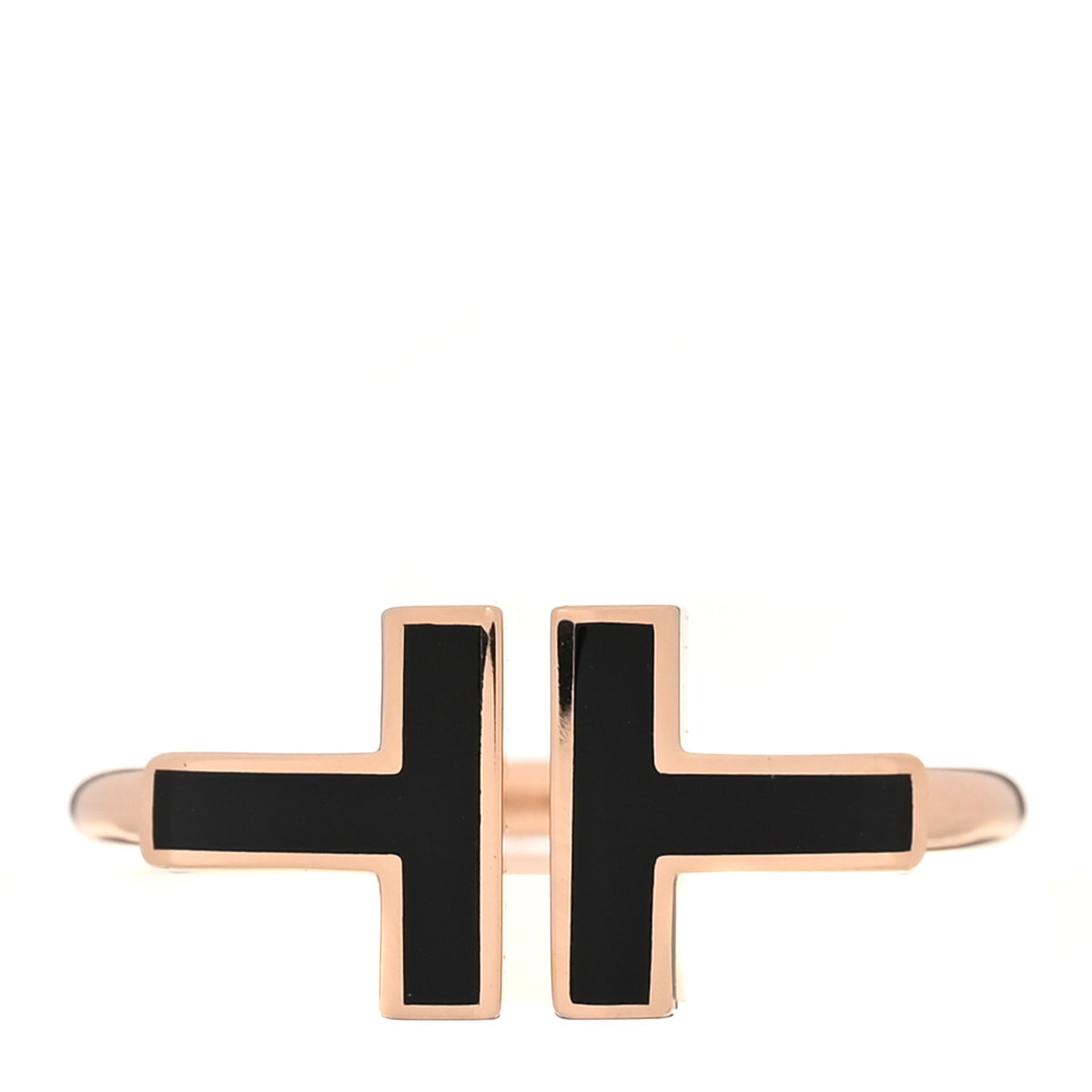 18K Rose Gold Black Onyx T Wire Ring 50 5.25