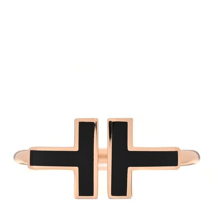 Tiffany 18K Rose Gold Black Onyx T Wire Ring 50 5.25 1 of 5