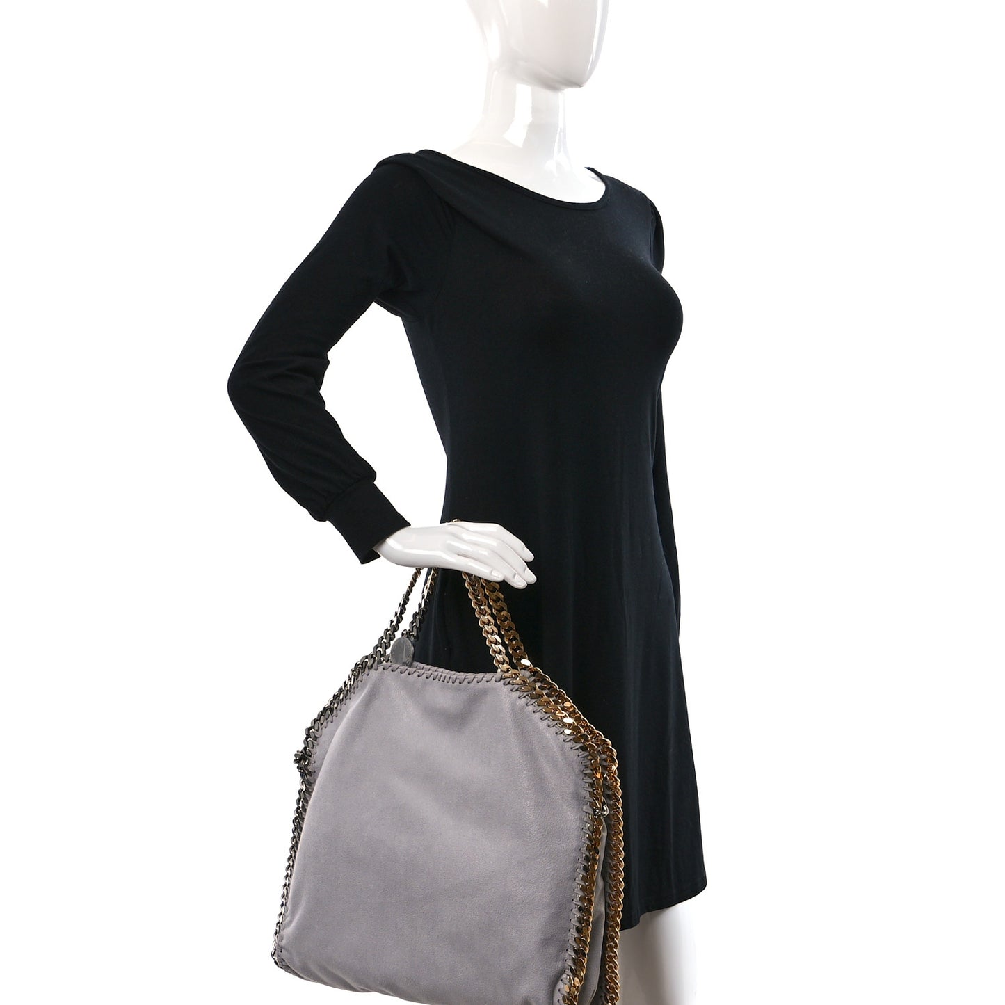 Shaggy Deer Falabella 3 Chain Fold Over Tote Ice Grey